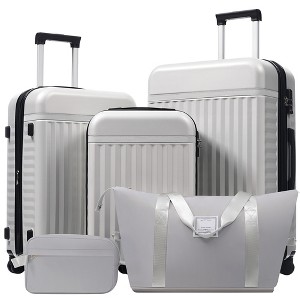 Coolife Luggage Set 5 Piece, Hardside Carry on Suitcase , Expandable Luggage with Travel Bags Spinner Wheels TSA Lock - 1 of 4