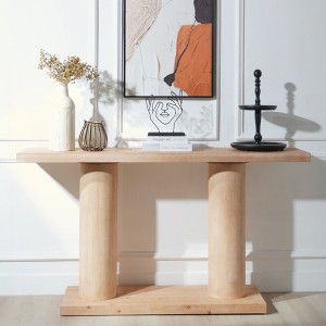 KIGFTSOD 59in Modern Minimalist Wooden Console Table with Column Pedestal – Elegant Accent for Entryway, Living Room, Hallway - 1 of 4
