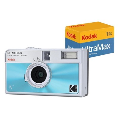 KODAK EKTAR H35N Half Frame Film Camera Glazed Blue Kodak Ultramax 24EXP Bundle