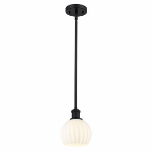 White Venetian - 1 Light Stem Hung Mini Pendant In Modern Style-8 Inches Tall and 6 Inches Wide - 1 of 1
