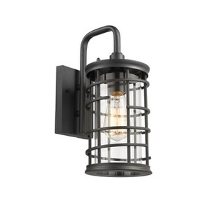 Chloe Lighting Laurel Industrial 1 Light Textured Black Outdoor Wall Sconce 13" Tall - 1 of 3