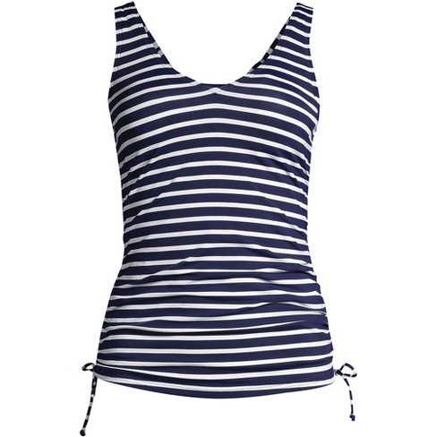 Lands' End Women's Ddd-cup Chlorine Resistant Adjustable V-neck Underwire  Tankini Swimsuit Top Adjustable Strap - 12 - Deep Sea/white Media Stripe :  Target