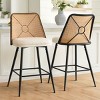 Set of 6 Rattan Back Counter Bar Stools,Double Layer Paded Counter Height Chairs for Dining Room,Island,Home Bar-Tanpinhause - 3 of 4
