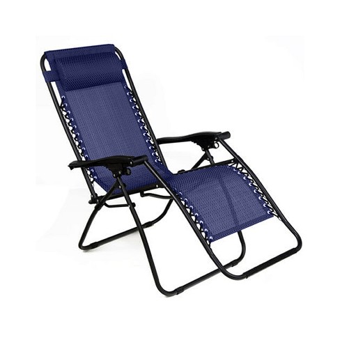 Living Accents Multi-position Navy Blue Zero Gravity Folding Lounger ...