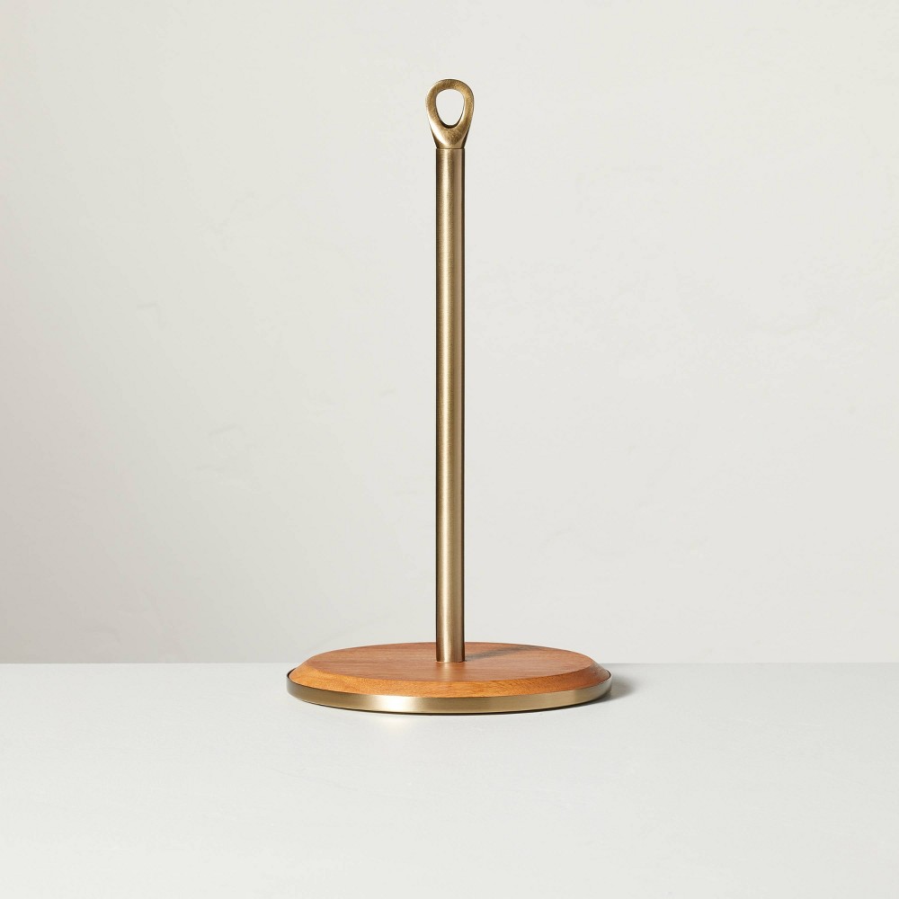 Wood & Brass Paper Towel Holder - Hearth & Handâ„¢ with Magnolia