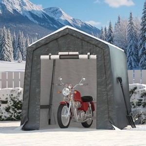 GustoWave 6x6FT Outdoor Portable Storage Shed with Roll-Up Door for Motorcycle, Garden and Tools - 1 of 4