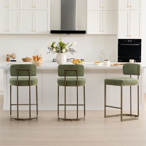 Spruce&Spring 26 inch Counter Height Bar Stool Set with Brass Frame - 1 of 4