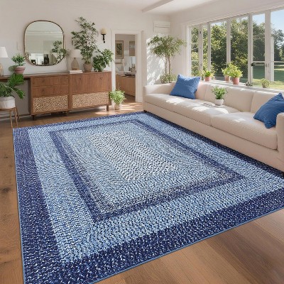 Modern Washable Area Rug - Soft Non-Slip Stain Resistant Carpet for Living Room, Bedroom, Nursery