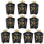 Big Dot of Happiness Adult 100th Birthday - Gold - Table Decorations - Birthday Party Fold and Flare Centerpieces - 10 Count
