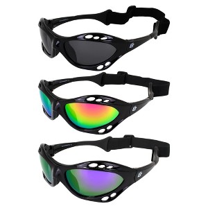3 Pairs of Birdz Eyewear Seahawk Safety Goggles with Smoke, Pink Mirror, Purple Lenses - 1 of 4