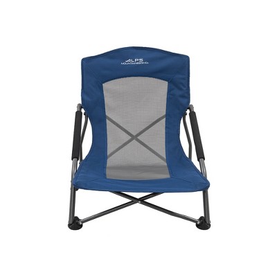 Deep Sea Blue Mesh Low Camping Chair with Arms