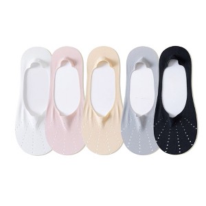 Anna-Kaci 5 Pairs Women Low Cut No Show Socks Breathable Stretch Knit Liner Design Anti-Slip Heel Grip for Flats and Loafers - 1 of 4
