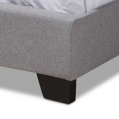 Gray Tufted Upholstered King Bed with Curved Headboard