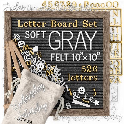 Arteza Letter Board Set, Soft Gray Felt, 10"x10" (ARTZ-9416)