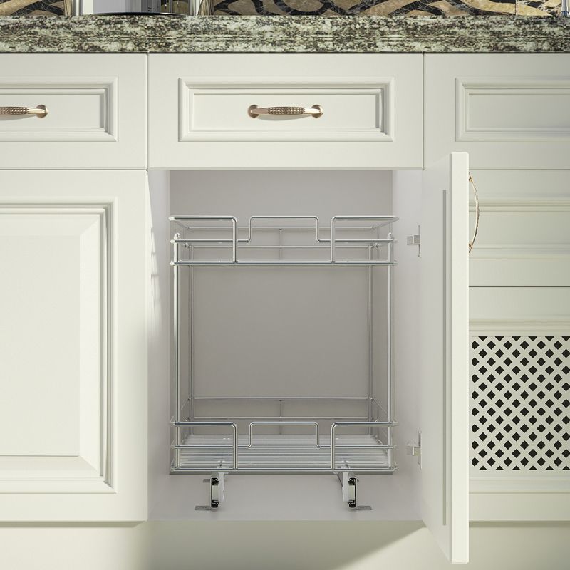 HOMLUX  Pull-Out 2 Tier Home Organizer  with Sliding Track in the Middle, 3 of 7