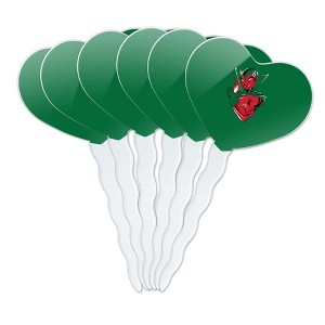 Mississippi Valley State University Primary Logo Heart Love Cupcake Picks Toppers Decoration Set of 6 - 1 of 4