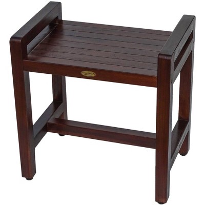 20" Eleganto DT107 Wide Teak Wood Shower Bench with Handles - DecoTeak