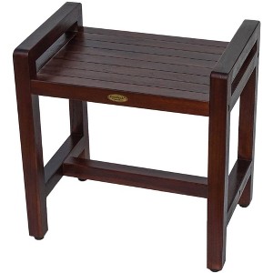 20" Eleganto DT107 Wide Teak Wood Shower Bench with Handles - DecoTeak: Rectangle, Non-Upholstered, 250lb Capacity - 1 of 4