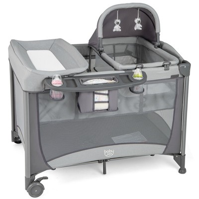 Image of Babyjoy 5 in 1 Portable Baby Playard Nursery Center with Cradle & Storage Basket
