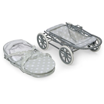 Badger Basket Just Like Mommy 3-in-1 Doll Pram/Carrier/Stroller - Gray/Polka Dots