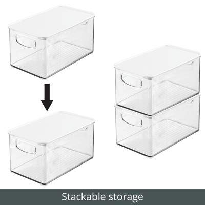 Clear/White BPA-Free Plastic Kitchen Storage Bin Set with Lids, 4 Pack