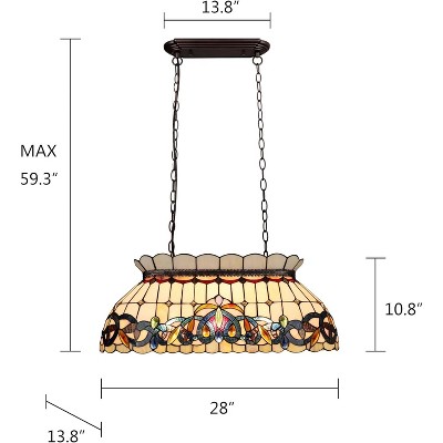 Victorian-Style 28" Dark Bronze and Stained Glass Island Pendant