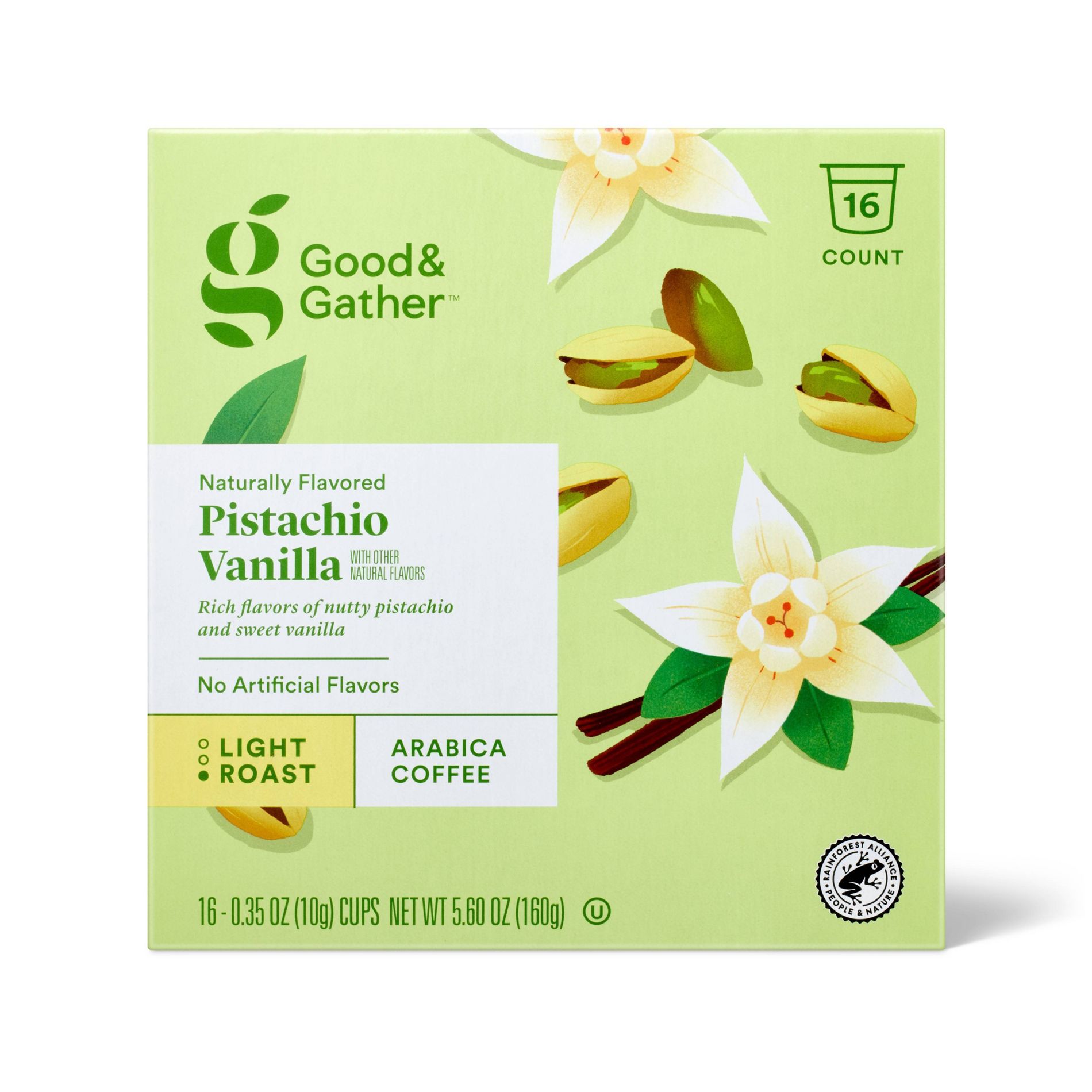 Naturally Flavored Pistachio Vanilla Light Roast Coffee Pods - 16ct - Good & Gather™