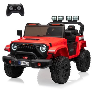 24V Ride On Car, 4WD 2 Seater Kids' Electric Vehicle Truck with Remote Control, Adjustable Footwell Ride On Truck, 3 Speeds, Led Lights, Bluetooth - 1 of 4