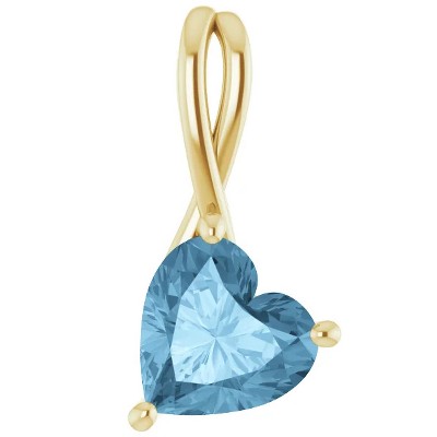 Pompeii3 2ct Blue Topaz Women's Heart Pendant in 14k Gold Necklace 6mm Tall