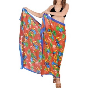 LA LEELA Women's Summer Beach Bikini Wraps Swimwear Cover up Wrap Skirt Bathing suit Swimsuit Sarong for Women One Size Red, Bird - 1 of 4