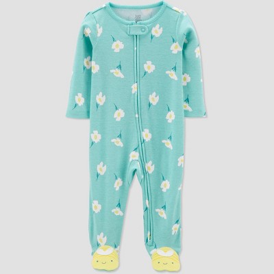 Carter's Just One You® Baby Girls' Floral Bee Footed Pajamas - Blue 3M