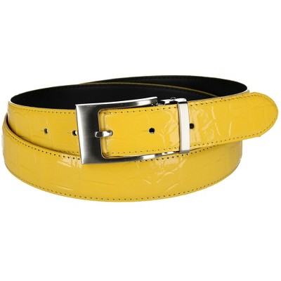 Reversible Belt Leather Belt With Yellow 32 Mm 1.25 With 