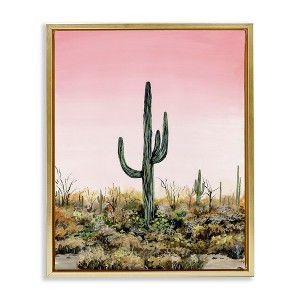 Stupell Industries Saguaro Glow Cactus Floating Frame Canvas Art - 1 of 4