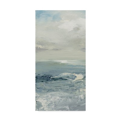 Muted Blue and Gray Abstract Coastal Canvas Art 16x32