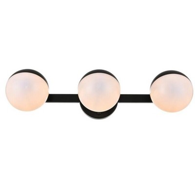 Elegant Lighting Majesty 3 light Black and frosted white Bath Sconce