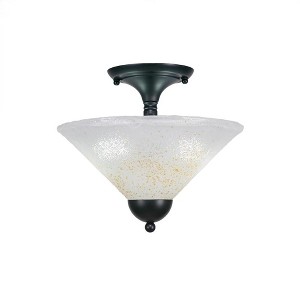 Toltec Lighting Any 2 - Light Flush Mount in  Matte Black with 12" Gold Ice Shade - 1 of 1