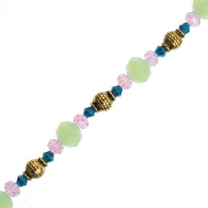 Crystal Lane DIY Designer 7in Bead Strand Glass and Metal Light Green Assorted - 1 of 4