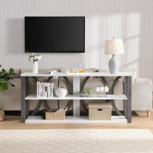 KIGFTSOD 70.87'' 3-Tier Industrial Console Table - Narrow Long Entry Table with Storage for Entryway, Living Room, Foyer, Hallway - 1 of 4