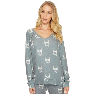 P.J. Salvage Womens Skulls & Sunglasses Pajama Sweater