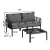 Modern Patio Loveseat and Coffee Table Set with Thick Black Cushions, Weather-Resistant Plastic Frame for Outdoor Lounge Area-3irtyhousy - 4 of 4