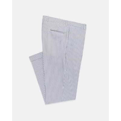 Lomsoe blu wht 100ctn seersucker trousers