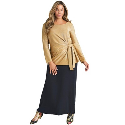 Jessica London Women's Plus Size Shimmery Side-Gathered Tunic