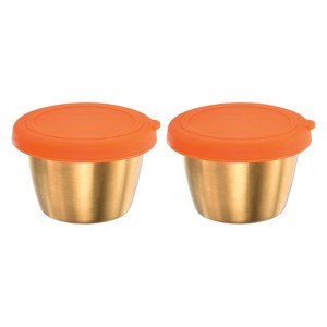 Unique Bargains Silicone Stainless Steel Leak-proof Orange Lids Food Containers - 1 of 4