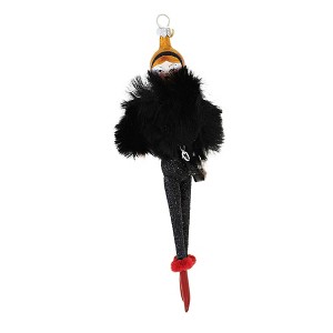 Italian Ornaments 6.75 In Wren In A Black Shrug Diva Shopper 5Th Avenue Style Tree Ornaments - 1 of 3