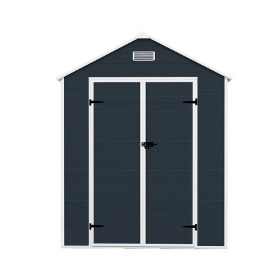 Vynxaria 6x6FT Resin Storage Shed, High-Quality 12mm Thick PP Material, Waterproof/UV/Rust-Proof with HD Window, Dark Gray