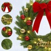 24" Pre-Lit Christmas Wreath with 20 LED Lights & Red Bow - Battery Operated Door Decor, 8 Lighting Modes, Easy Storage Garland for Fireplace - 4 of 4