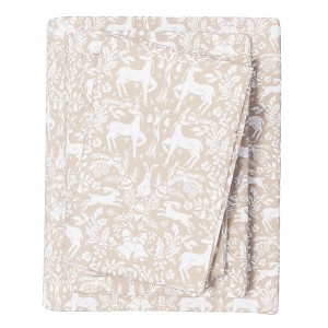 100% Cotton Holiday Printed Flannel Sheet Set - Great Bay Home - 1 of 4