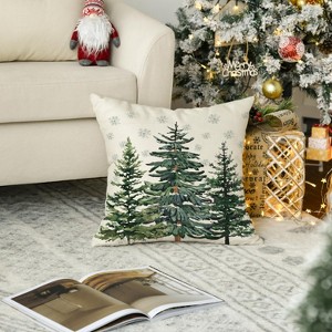 Soft Velvet Christmas Trees Snowflake Throw Pillow Cover, 2 Pack 18 x 18 Inch Winter Holiday Cushion Case - 1 of 4