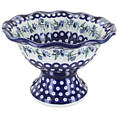 Blue Rose Polish Pottery 1722 Zaklady Pedestal Bowl