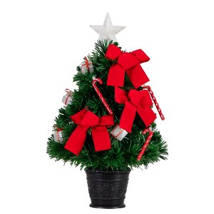 Nearly Natural 24-in Pre-Lit Fiber Optic Classic Star Topped Artificial Christmas Tree with Decorative Planter - 1 of 4